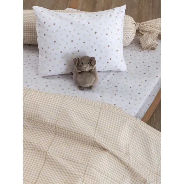 Σεντόνι κούνιας Palamaiki BB101 Beige Αστεράκι - Κούνιας Λάστιχο 70 x 140