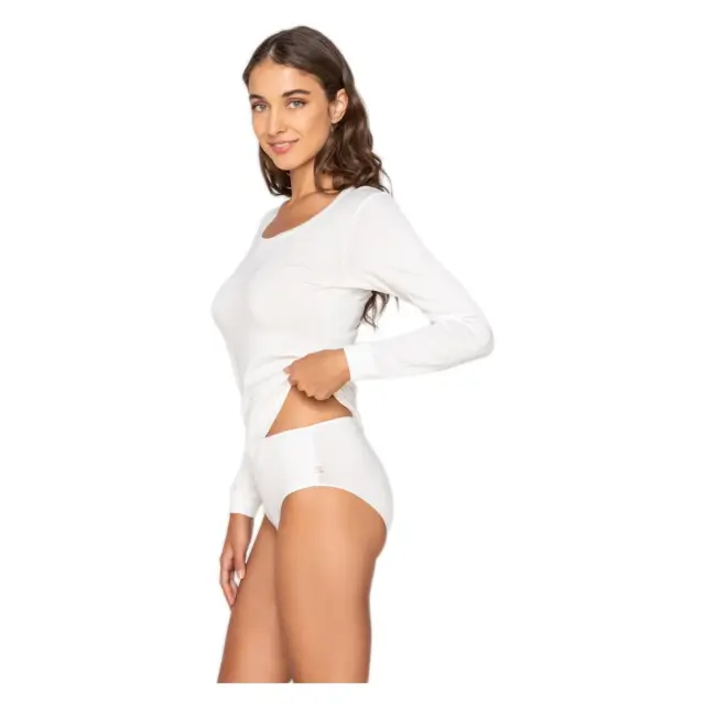 Luna Γυναικείο T-shirt Μακρύ Μανίκι Micro Touch Comfort, Χρώμα Ιβουάρ 3