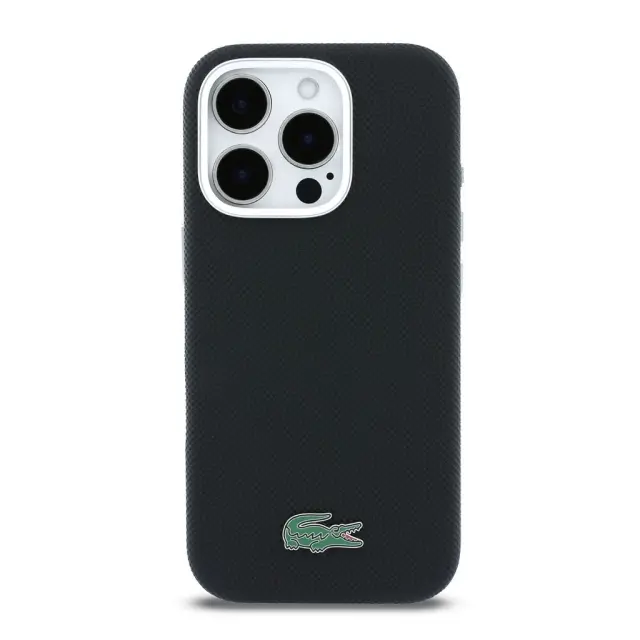 Lacoste PVC Iconic Petit Pique Metal Logo MagSafe Case for iPhone 16 Pro Black 3
