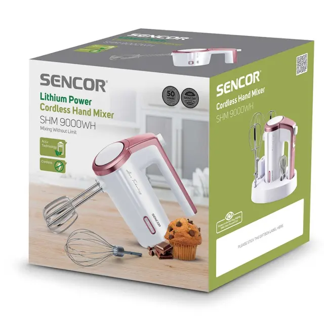 Επαναφορτιζόμενο Μίξερ Χειρός USB-C 50W Sencor SHM 9000WH Λευκό/Ροζ 2