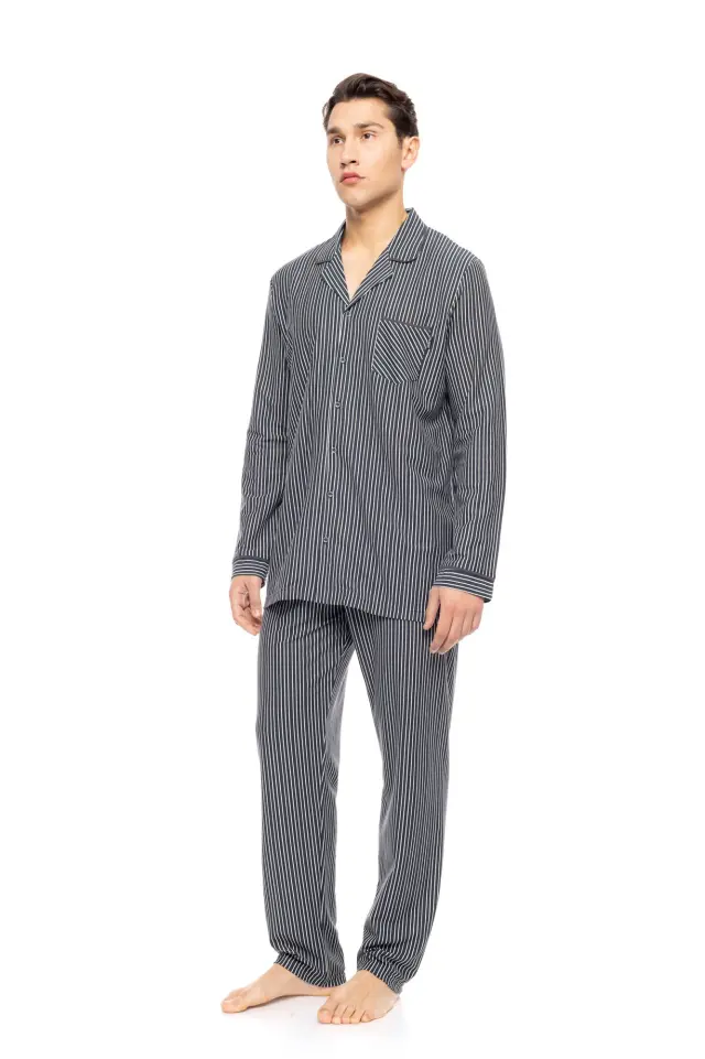 W-M794 - Type - PYJAMA BUTTONED STONE GREY STRIPES 2