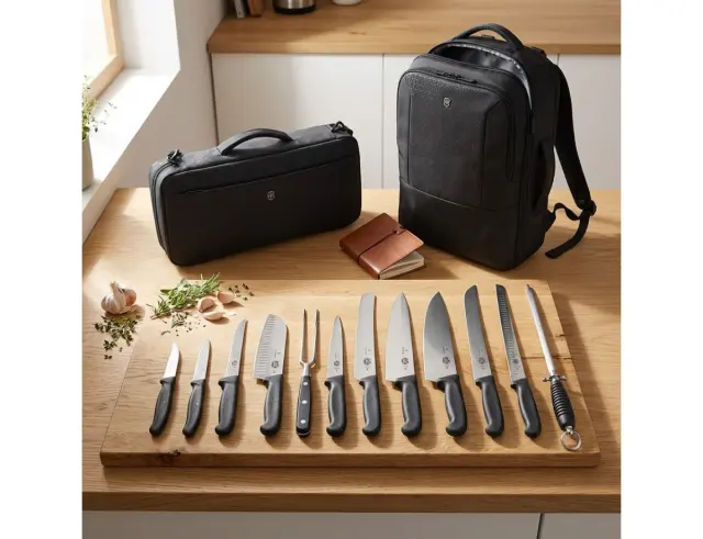 Σετ Μαχαίρια για σεφ Victorinox με θήκη μεταφοράς και backpack - Black - 17 τεμάχια5.4953