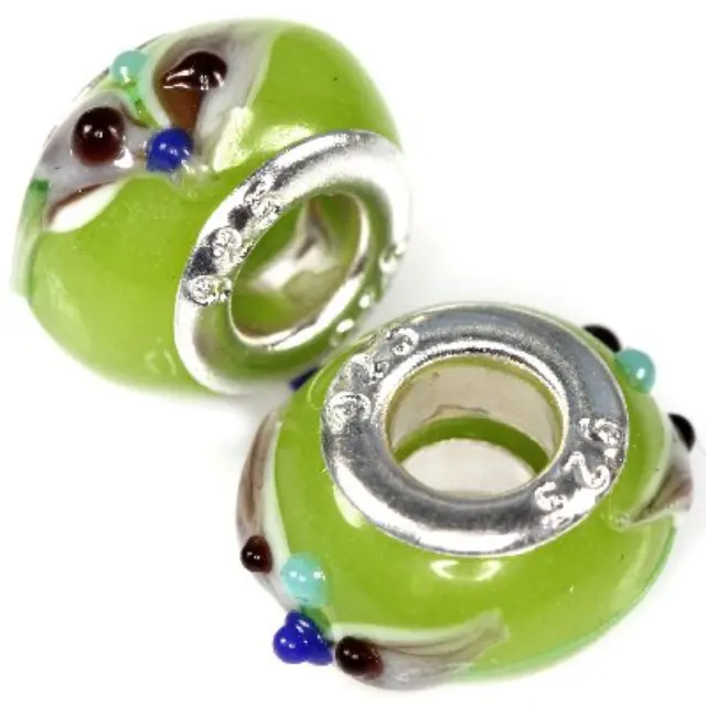Χάντρα Modular Colorful Insets on Green 9x14mm - 5τεμ