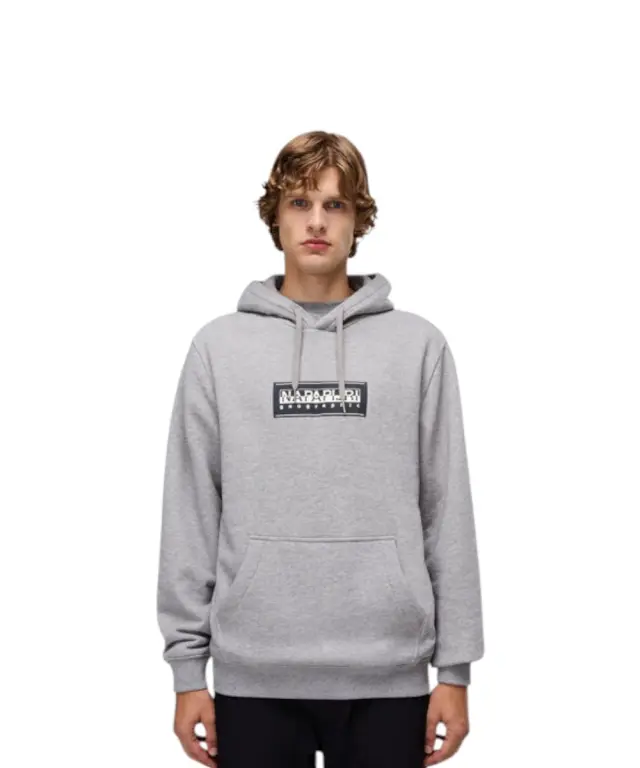 Napapijri - Ανδρικό Φούτερ Με Κουκούλα B-Box Logo NP0A4I19-160 Γκρι - 3XL 3