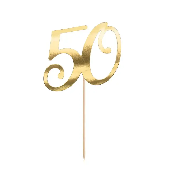 PartyDeco Cake Topper - 50 - Χρυσό