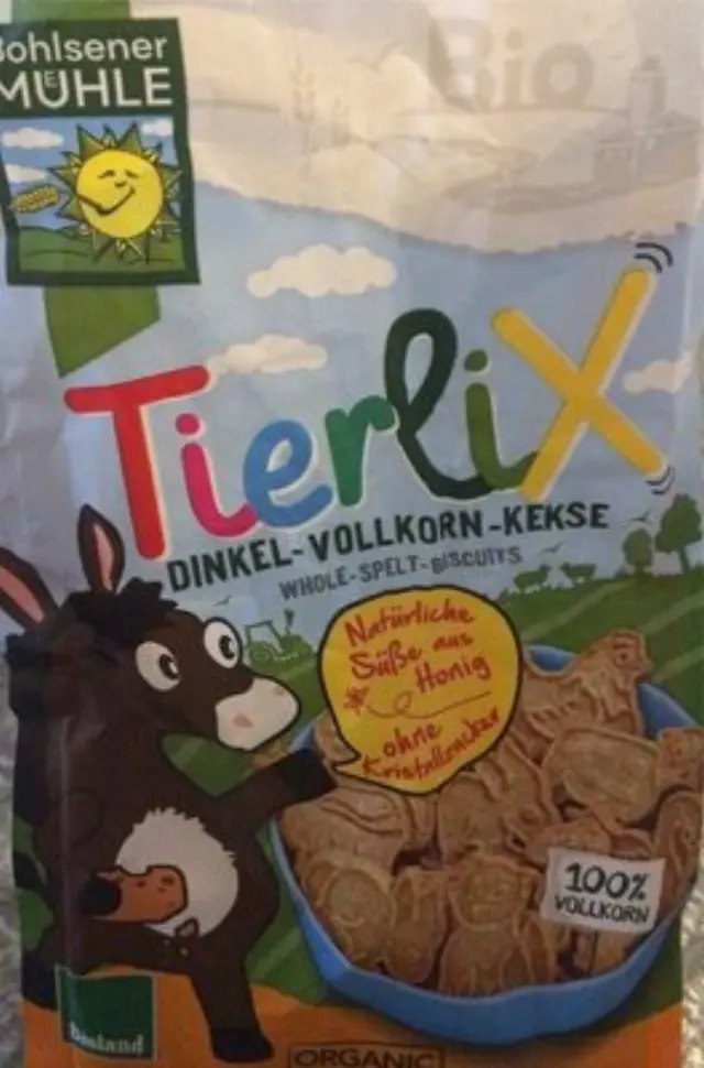 Bohlsener Muhle Tierlix Whole Spelt Biscuits Παιδικά Βιολογικά Μπισκότα Ντίνκελ Ζωάκια, 125gr