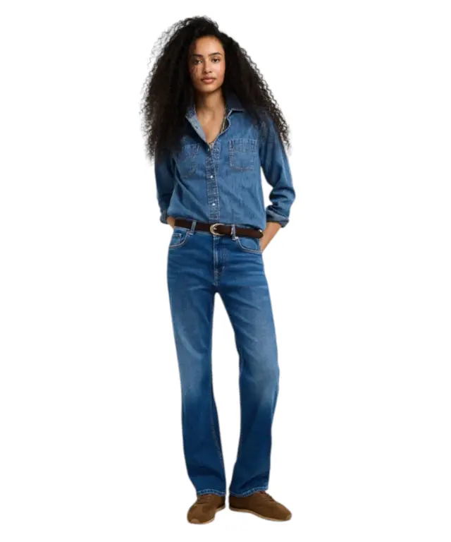 Pepe Jeans - Γυναικείο Τζιν Παντελόνι Arrow Mid Rise Straight Fit PL20510694-000 Μπλε 2