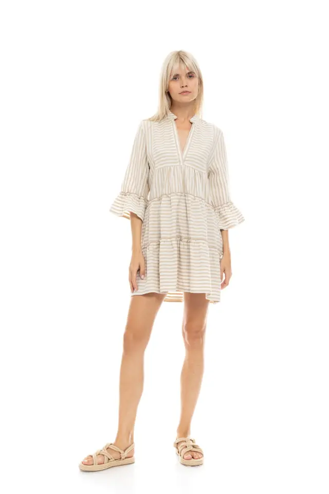 Beachwear Long Stripe Sand B432 Black Pink Label