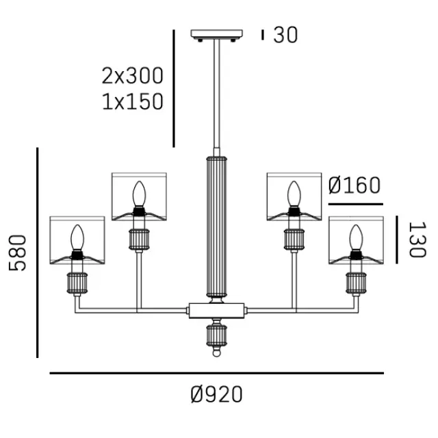 Φωτιστικό SUTTON P09378AU-WH χρυσό 92cm 3