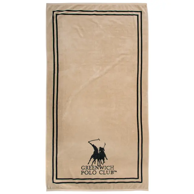Πετσέτα Θαλάσσης 90x170 400gsm Essential Greenwich Polo Club 4050 Taupe-Black 100% βαμβακερό