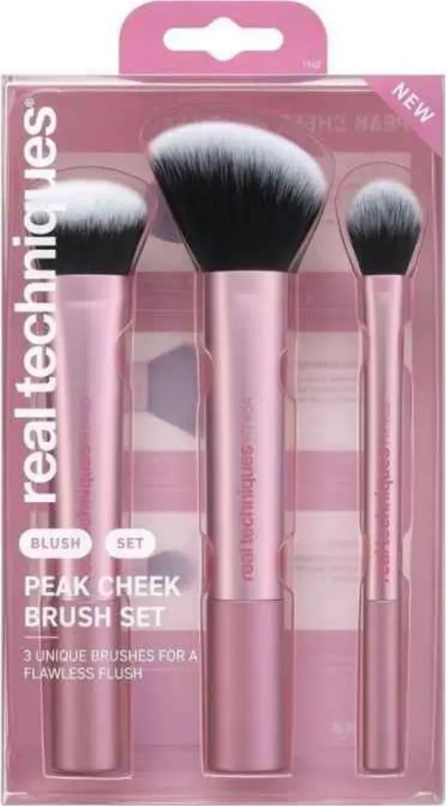 Real Techniques Peak Cheek Brush Set Σετ Πινέλων Μακιγιάζ Για Ρουζ Και Highlight 3τμχ