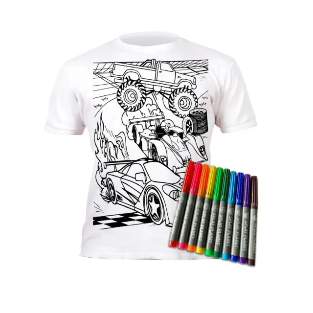 Splat Planet Πλενόμενο t-Shirt Ζωγραφικής με Μαρκαδόρους: Cars 5-6 ετών