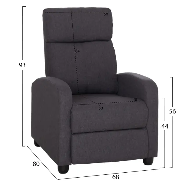 Πολυθρόνα σαλονιού Relax Drosen γκρι ύφασμα 68x80x93 εκ 2