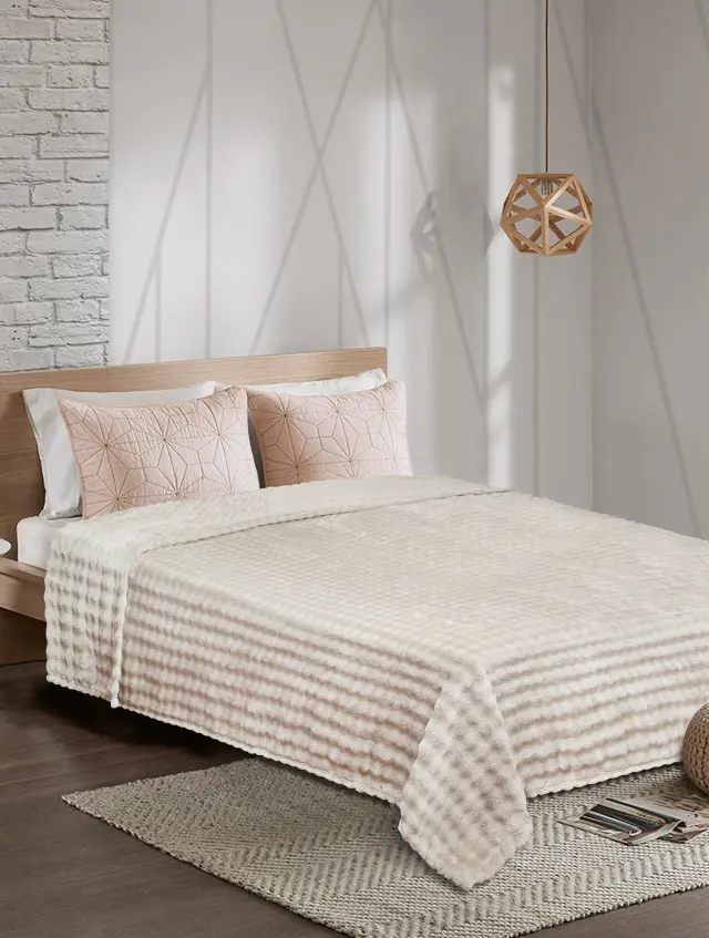Κουβέρτα Fleece PUFFELLA BEIGE MADI μονή: 160 x 220 εκ.