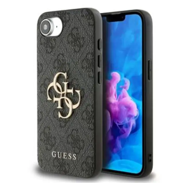 Guess PU 4G Metal Logo Case for iPhone 16e/17e Grey