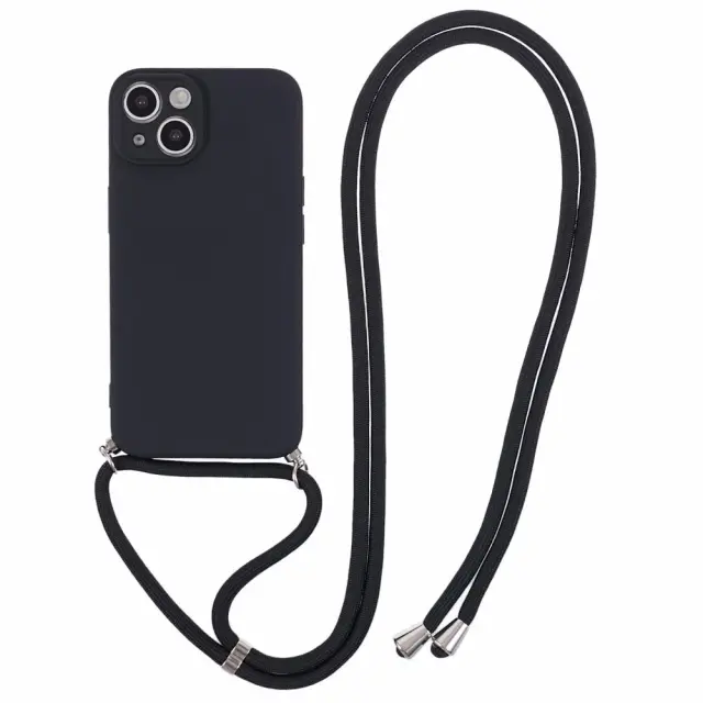Θήκη Σιλικόνης Με Κορδόνι για τον Λαιμό για iPhone 13 Black OEM