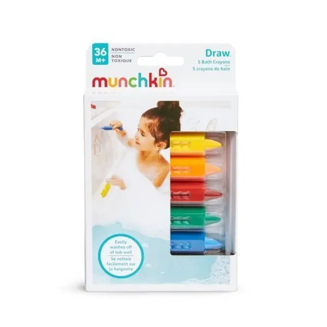 Munchkin Bath Time Crayons Πλενόμενους Μαρκαδόρους Μπάνιου, 5τεμ