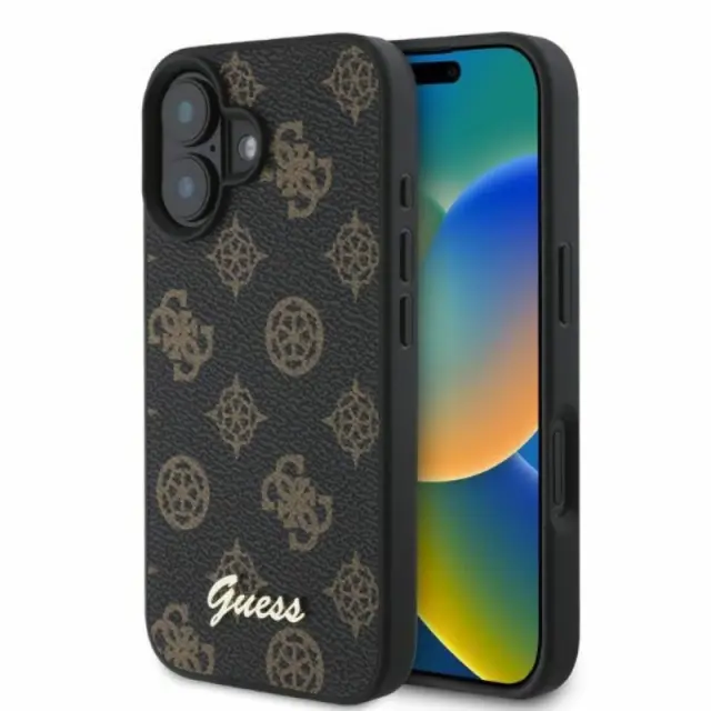 Original Case GUESS hardcase Peony Script MagSafe for Iphone 16 black