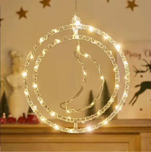 Χριστουγεννιάτικο φωτεινό διακοσμητικό 3D LED κρεμαστό - Φεγγάρι - 2pcs - 272308 - Warm White 2