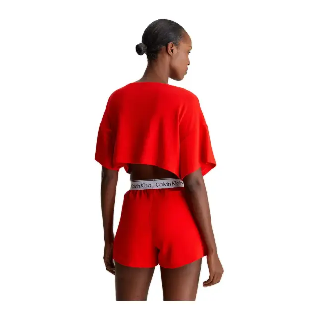 Calvin Klein Γυναικείο Μπλουζάκι Crop-Top Box Fit CK Meta Legacy, Χρώμα Cajun Red - S 2