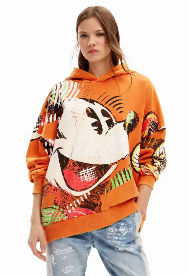 DESIGUAL - Oversize Mickey Mouse hoodie - Πορτοκαλί