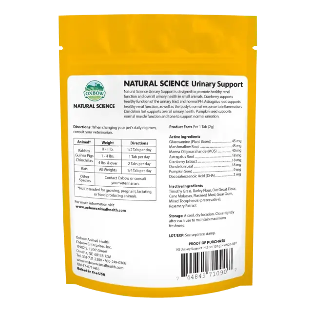 Oxbow Urinary Support Συμπλήρωμα για Ουροποιητικό Μικρών Ζώων 60tabs 120gr 2
