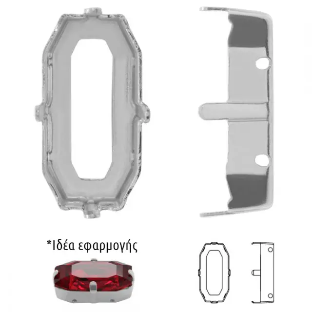 Καστόνι Swarovski 4595 Elongated Imperial 20x10mm με 4 Νύχια - Rhodium Plated - 2τεμ