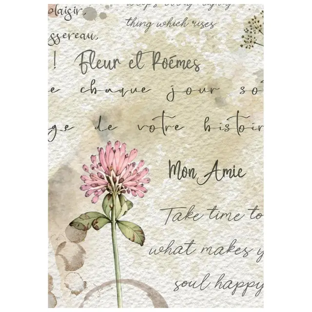 Σετ 8 ριζόχαρτα ντεκουπάζ Stamperia 10.5×14.8cm, Flowers and Poems 2