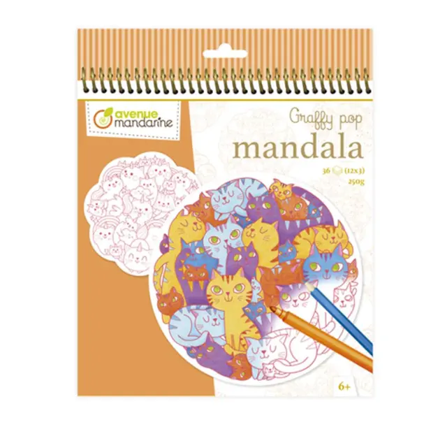 Μπλοκ Ζωγραφικής Graffy Mandala 25x25cm 24φ. Jumble Cats / 25GY142 (Avenue Mandarine)