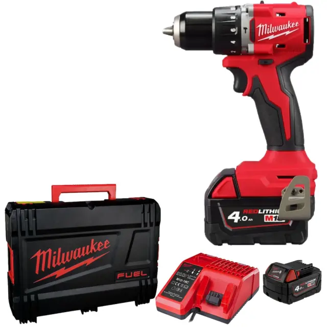 Milwaukee 4933492824 - Κρουστικό Δραπανοκατσάβιδο Μπαταρίας Brushless M18 BLPDRC-422C 18V μαζί με 2 x μπαταρίες M18 B4, φορτιστή M12-18 C, kitbox