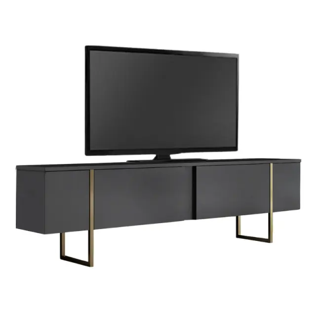 Έπιπλο τηλεόρασης Luxe Megapap χρώμα ανθρακί - χρυσό 180x30x50εκ.