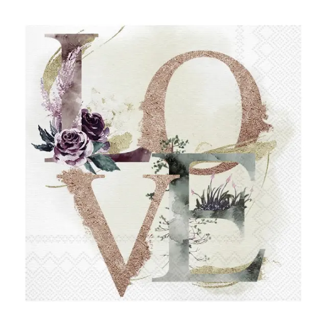 Χαρτοπετσέτα για decoupage, Love & Flowers, 1 τεμ.