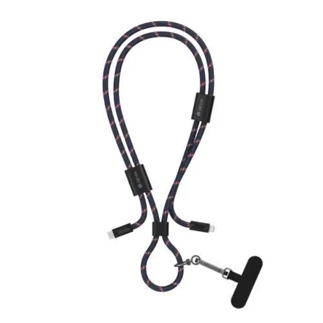 Καλώδιο Σύνδεσης USB 2.0 Devia EC429 Woven Adjustable Lanyard USB C σε Lightning PD 27W 1.6m Cable Pro5 Σκούρο Μπλε N68622