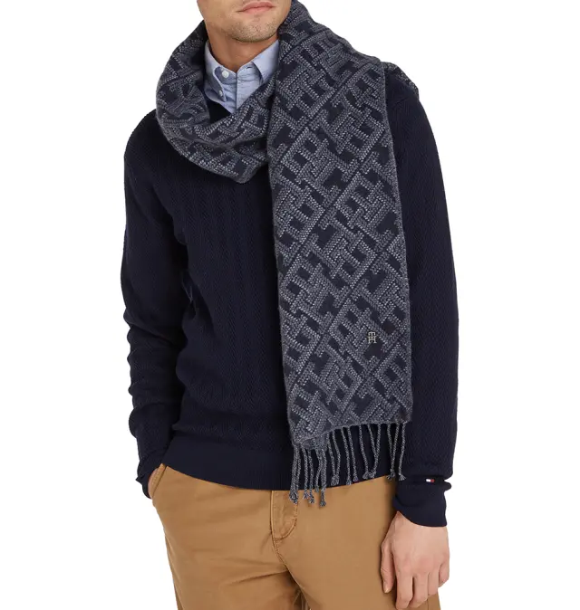 Κασκόλ TOMMY HILFIGER Monogram Wool Cashmere 12836 Μαύρο 3