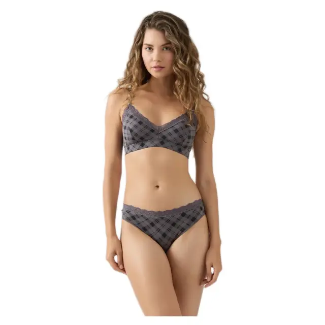 Minerva Γυναικείο Μπουστάκι Modal Fimelle Elegance, Χρώμα Pouro-Black Plaid 3