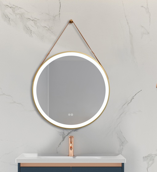 ΚΑΘΡΕΦΤΗΣ ΜΠΑΝΙΟΥ ΜΕ ΙΜΑΝΤΑ LED ΑΦΗΣ MIRRORLUX SELENE S-4676G ΣΤΡΟΓΓΥΛΟΣ Φ-800MM ΧΡΥΣΟΣ