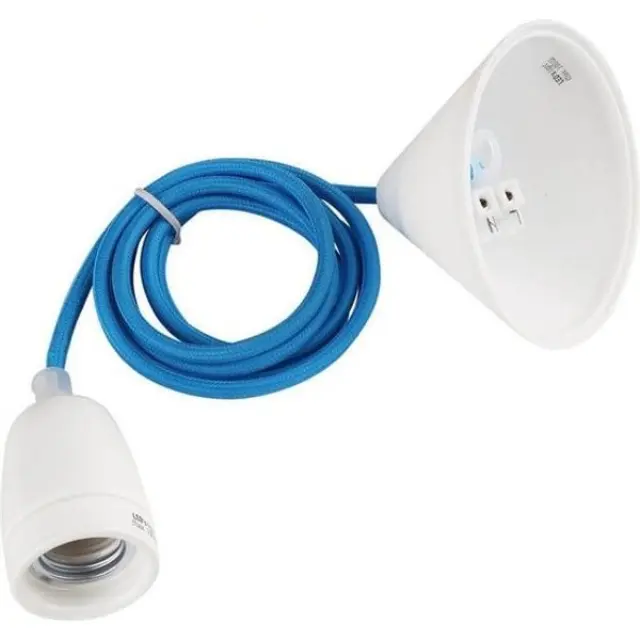 Lampholder E27 Design set with Textile cabel blue SHADA + LEDmaxx