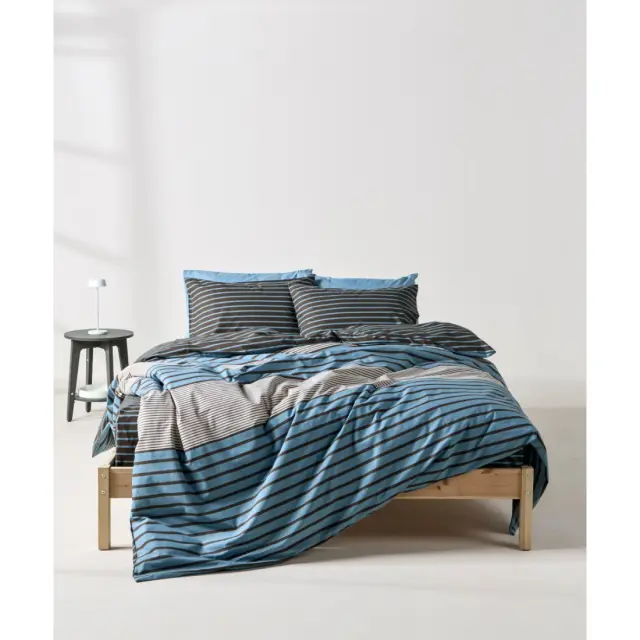 Σετ Παπλωματοθήκη Μονή 2 Τεμαχίων Kentia Esra 01 Blue-Brown-Beige 165x245
