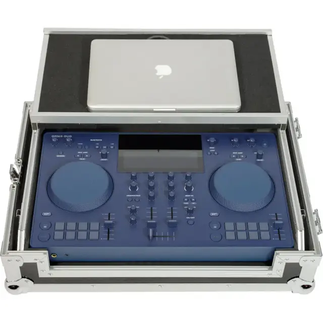 WALKASSE WMC-PRO4 Flight Case Midi Controller Pioneer® DDJ-FLX4/ DDJ-400Silver (Laptop Stand, Trolley Wheels)