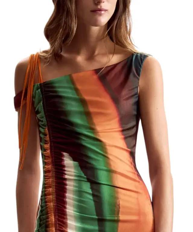 Desigual - Γυναικείο Φόρεμα Midi Paint Lacroix 26SWVK17-1001 Ριγέ 2