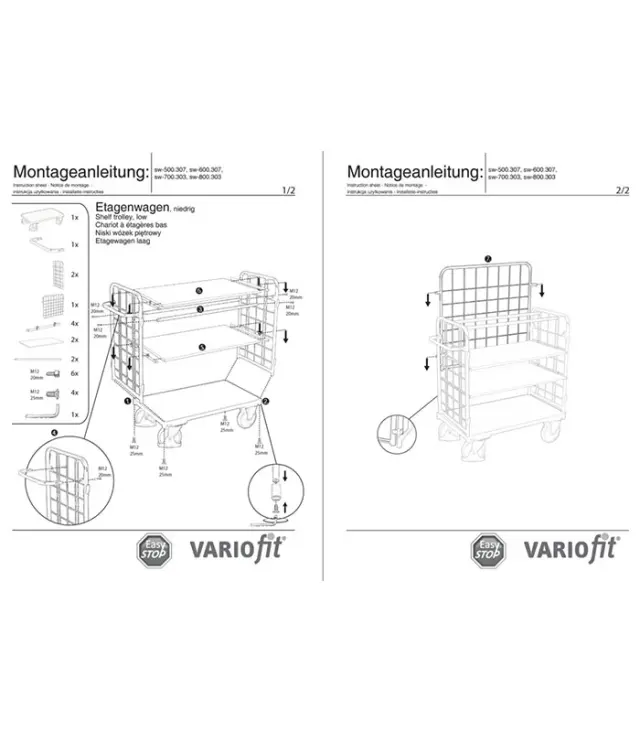 Variofit sw-500.307 Τρόλεϊ Μεταφοράς 3 Επιπέδων για Φορτίο Βάρους ως 400kg 2