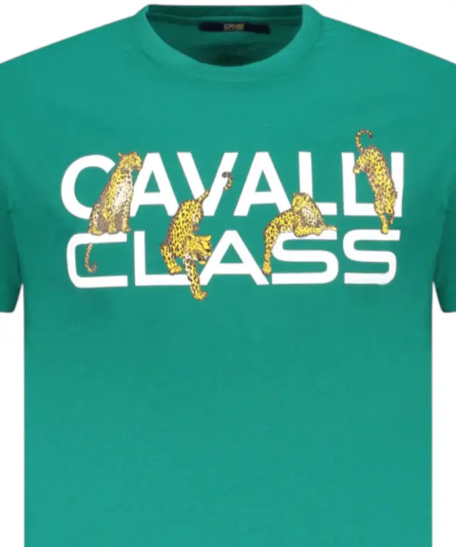 Cavalli Class - Ανδρική Μπλούζα T-Shirt Κοντομάνικη Regular Fit TXT60MJD060-04038 Πράσινο 3