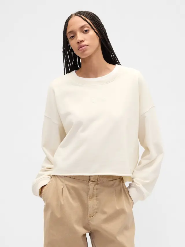 Heavyweight French Terry Logo Crop Φούτερ WHITE SAIL - XL