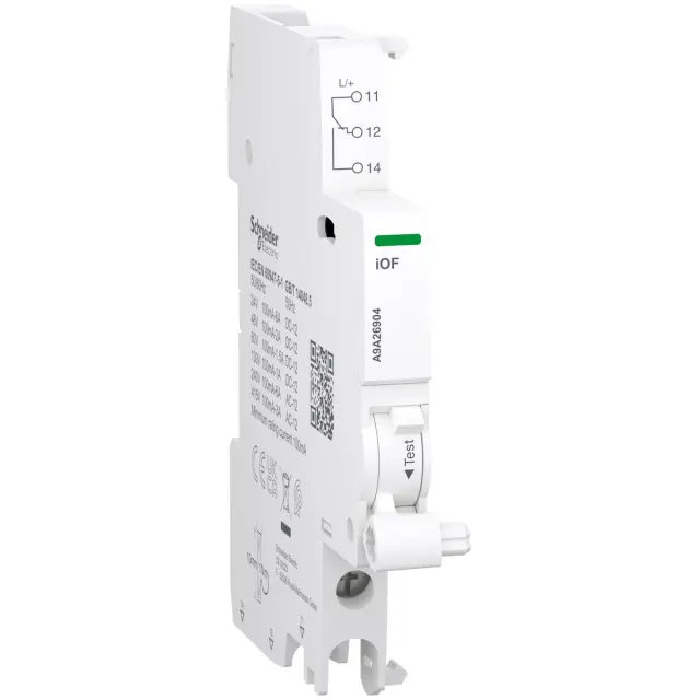 ACTI9 iOF auxiliary contact, 0.1-6A, 24-415VAC, 24-130VDC, bottom connection