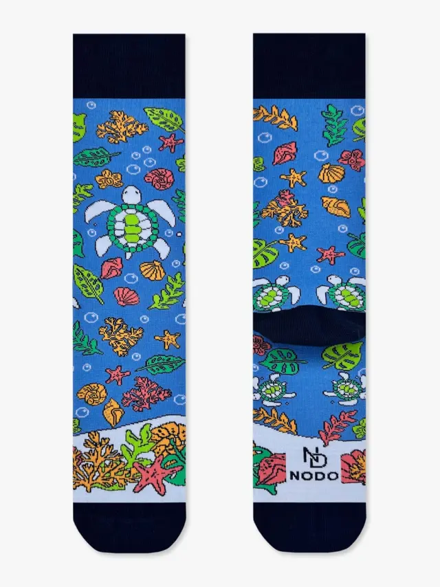 NODO Βαμβακερή Κάλτσα με Σχέδια Corals and Turtles Caretta Caretta