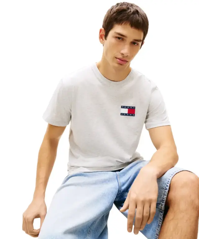 Tommy Hilfiger - Ανδρικό T-shirt Th Essential Flag Tee Regular Fit DM0DM20740-P08 Γκρι 3