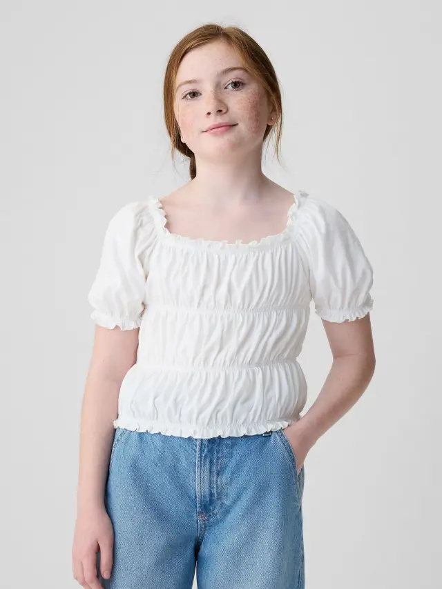 Άσπρο Παιδικό Smocked Τοπ new off white