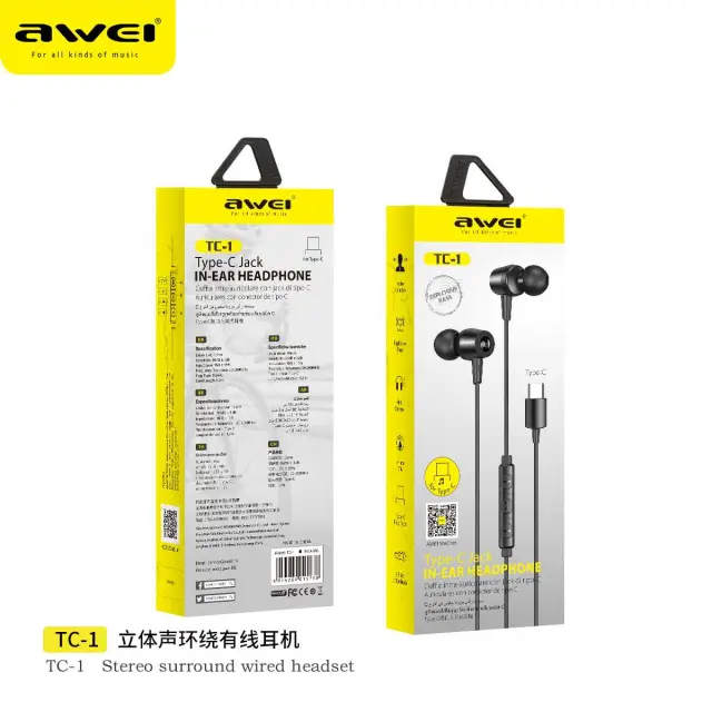 Ενσύρματα ακουστικά - TC-1 - Type C - AWEI - 015738 2