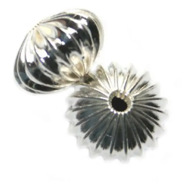 Χάντρα Metal. Corugate 13x9mm Silver Plated Σ.5τεμ