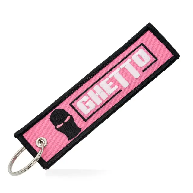 Ghetto Logo Keychain Black/Pink Color | Embroidered Street Keyring